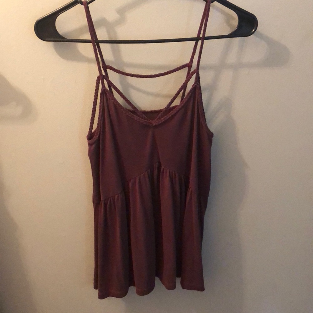 red sleeveless shirt